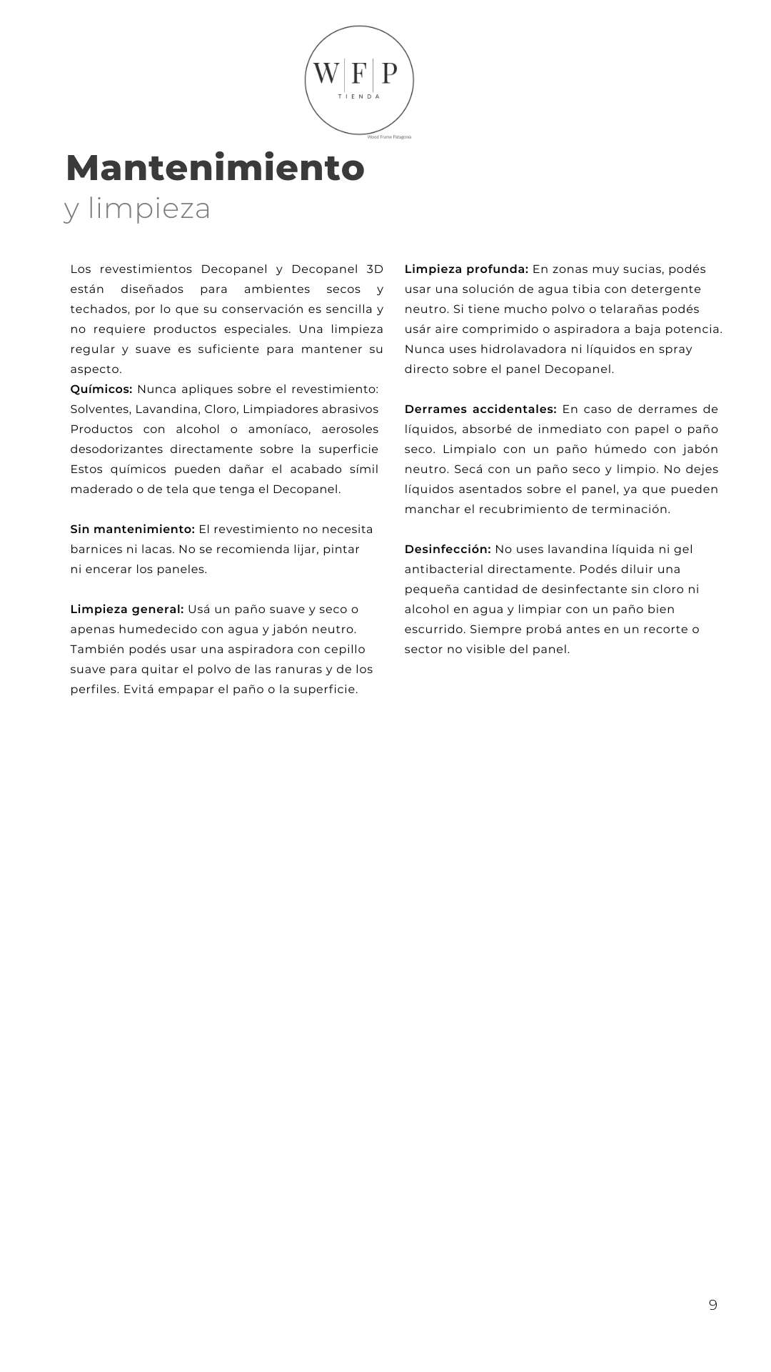 Guía Instalación Decopanel WFP